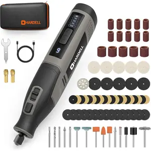 4V Cordless Rotary Tool Kit with 80Pcs, 4000mAh Battery, 6 Speed 8000-28000RPM Digital Display Rotary Tool for Cutting Sanding Polishing Drilling Engraving DIY Crafts Grey