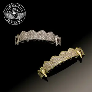 【Fashion casual】Hip Hop Grills Jewelry Micro-Inset Zircon Braces Rapper Accessories Bling，Halloween COS Vampire Costume Accessories