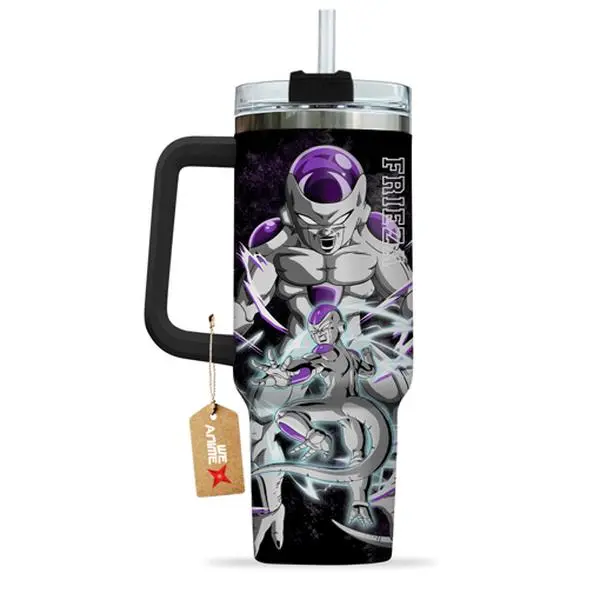 STORMMECH2 - 40oz Frieza Insulated Portable Beverage Flask - Double-Wall Vacuum Stainless Steel, Cartoon Design, Washable Leakproof Straw Lid with Black Cap & Handle, 12H Hot/24H Cold Retention, Valentine Gift Drinkware, Flasks