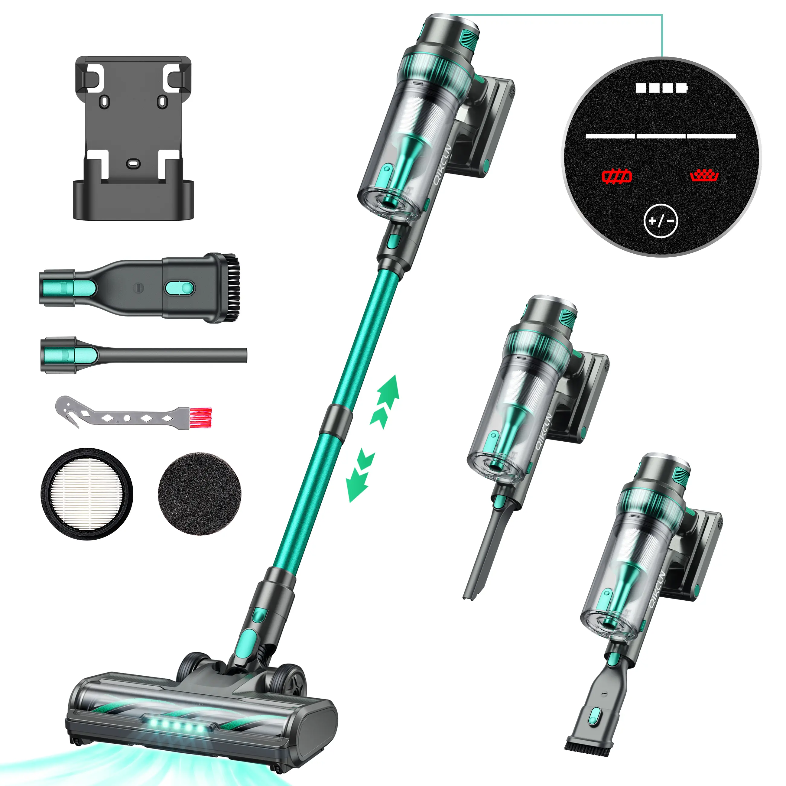 Qikcln VC03 250W 30kPa Powerful Vacuum Cleaner - 3 Modes, 40-Minute Runtime, Suitable for Pet Hair, Hard Floors, Carpets