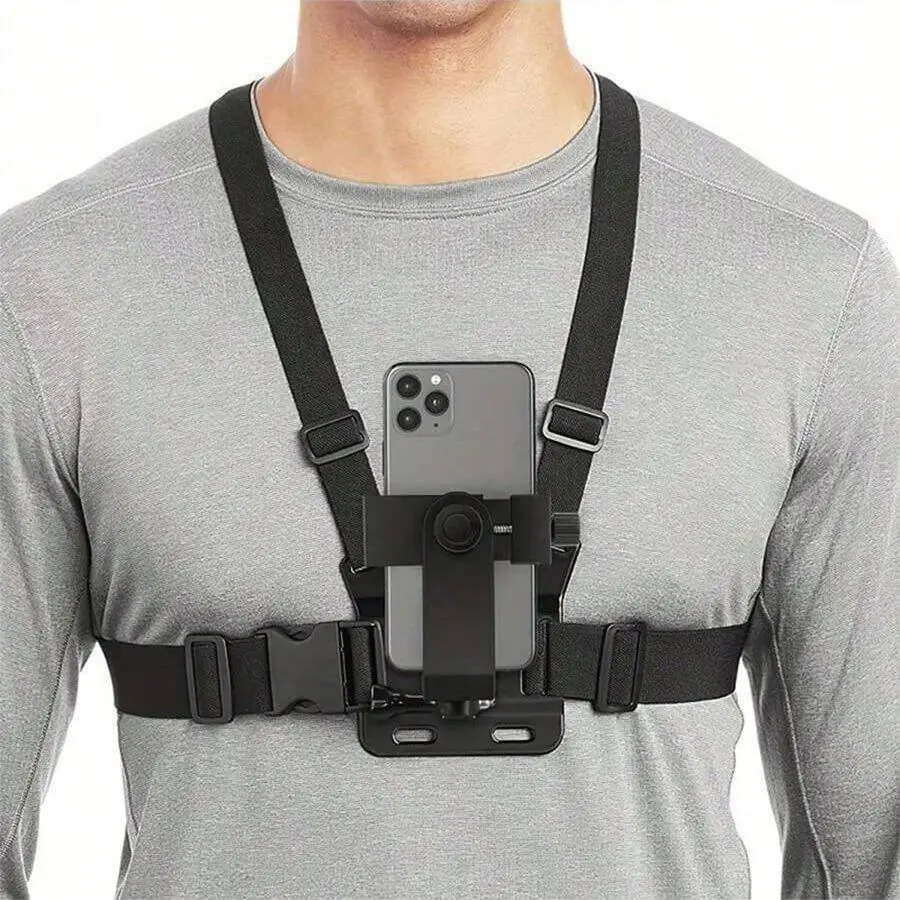 Universal Chest Mount Phone Holder, Cellphone Holder, Phone Clip, Smartphone Accessories, Adjustable POV Camera Chest Strap for Smartphones, Hands Free Mount for iPhone 15/14/13 Pro Max Samsung Galaxy