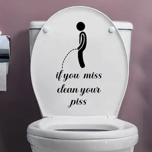 3 Pcs Funny Toilet Stickers, If You Miss Clean Your Piss Funny Decals, Wall Art Sign Decor, Removable Toilet Seat Quote Murals for Toilet WC Restroom Door Seat Bathroom Decoration
