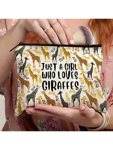 Chic Giraffe Makeup Bag for Women - Makeup Pouch, Perfect Gift for Animal Lovers, Ideal for Travel & Everyday Use