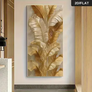 1PC Golden Feather Relief Frameless Canvas Wall Art Modern Minimalist Living RoomCorridor Wall Decor Light Luxury Home Background Wall Hanging Bedroom Study Art Painting Nordic Style Abstract Wall Decor