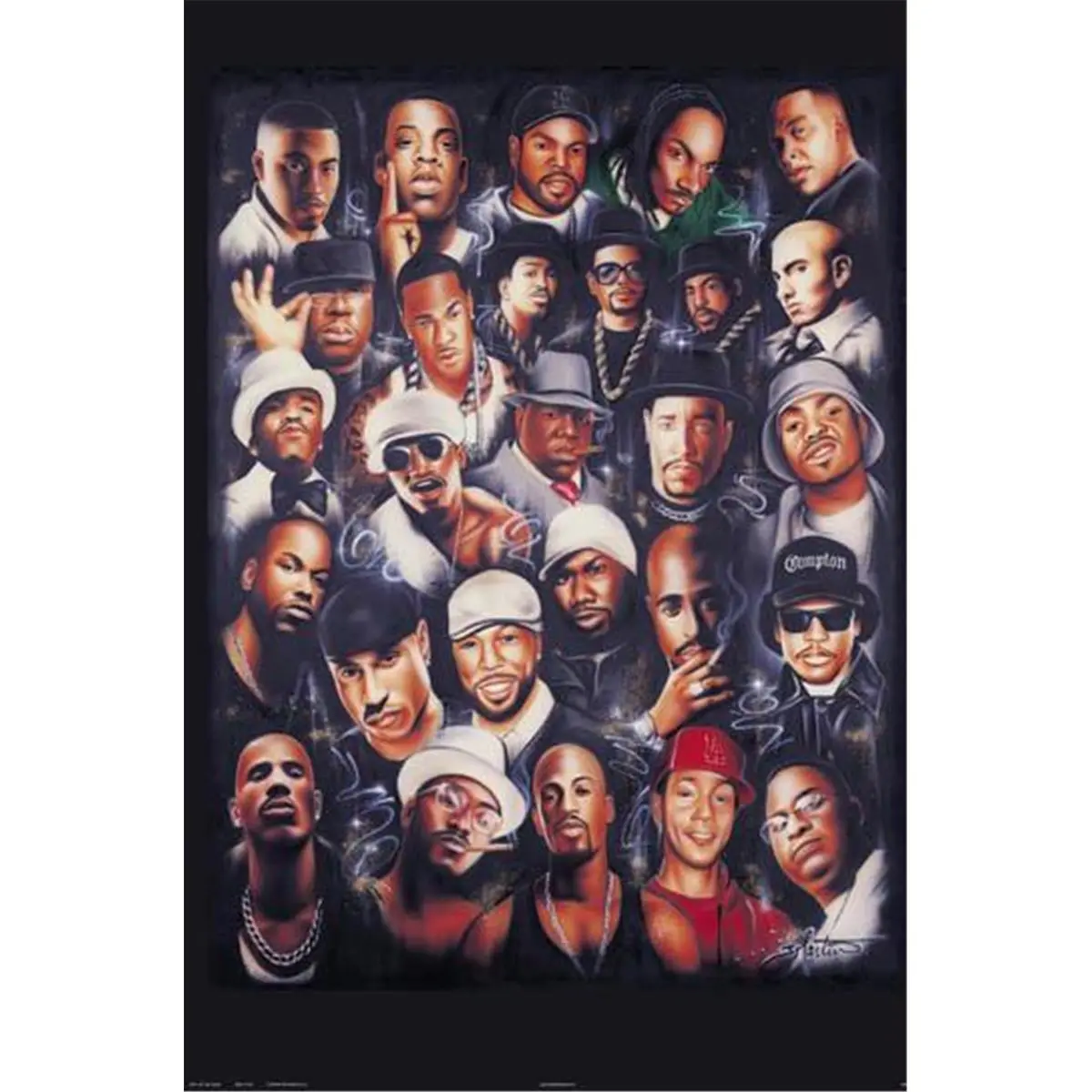 Rap Legends Poster, 24x36in 1108-MU Artistic Print, Collectible Entertainment Decor for Room