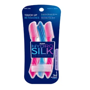 Schick Hydro Silk Touch-Up Dermaplaning Tool with Precision Cover 3ct | Dermaplane Razor Face Razors for Women Peach Fuzz Remover US