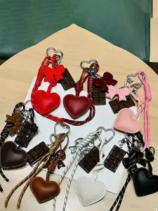 Pu Leather Heart+Simulated Chocolate And Acrylic Bow Design Is Sweet, Cool And Exquisite, With Multiple Colors Suitable For Different Bags, Small Embellishments For Wearing, And New Year's Gifts, Purse Accessories