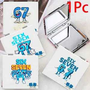 Brainrot 67 Six Seven Compact Mirror, Double-Sided Folding Mirror with Cute Anime Characters, Portable Mirror for Collectors, Gift Idea