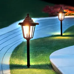2pcs Antique Outdoor Floor Lamps - IP44 Garden & Pathway Lighting with Classic Antique Design, Warm Glow for, Courtyard, Holiday Decor (Christmas/Halloween/Easter) - Durable Plastic Solar for All-Season