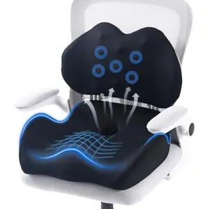 X Large Memory Foam Seat Cushion Lumbar Support Pillow for Sciatica & Tailbone Pressure Relief Coccyx Pad for Office Chair, Car,Wheelchair,Home,Office