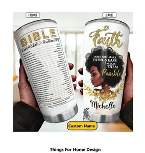 Personalized Black Women Tumbler, African American Girl, Melanin Faith Bible, Black Girl Gifts, Bible Verses Tumbler, Christmas Gifts