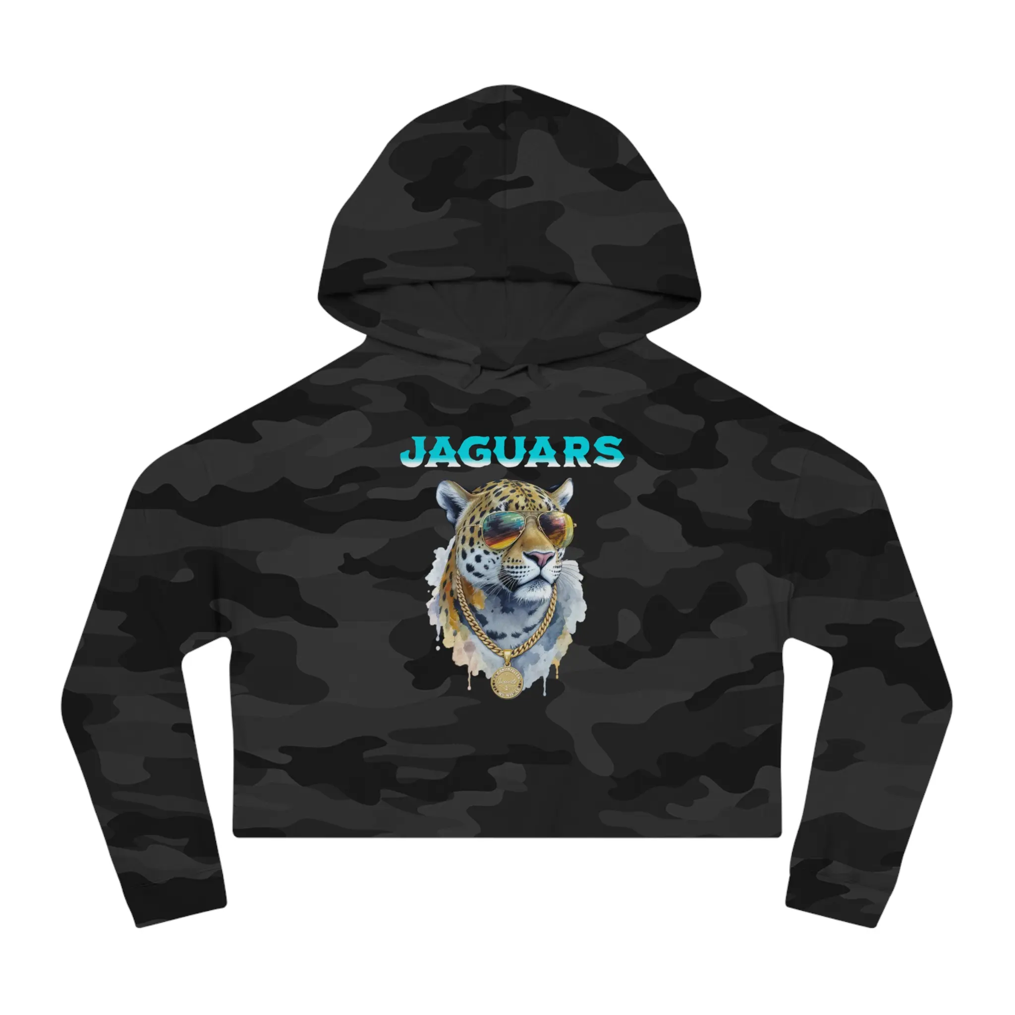 Jaguars Football Themed Women's Cropped Hoodie, Boho Sweatshirt, Football Apparel, Sports Fan Gear, Gift for Her