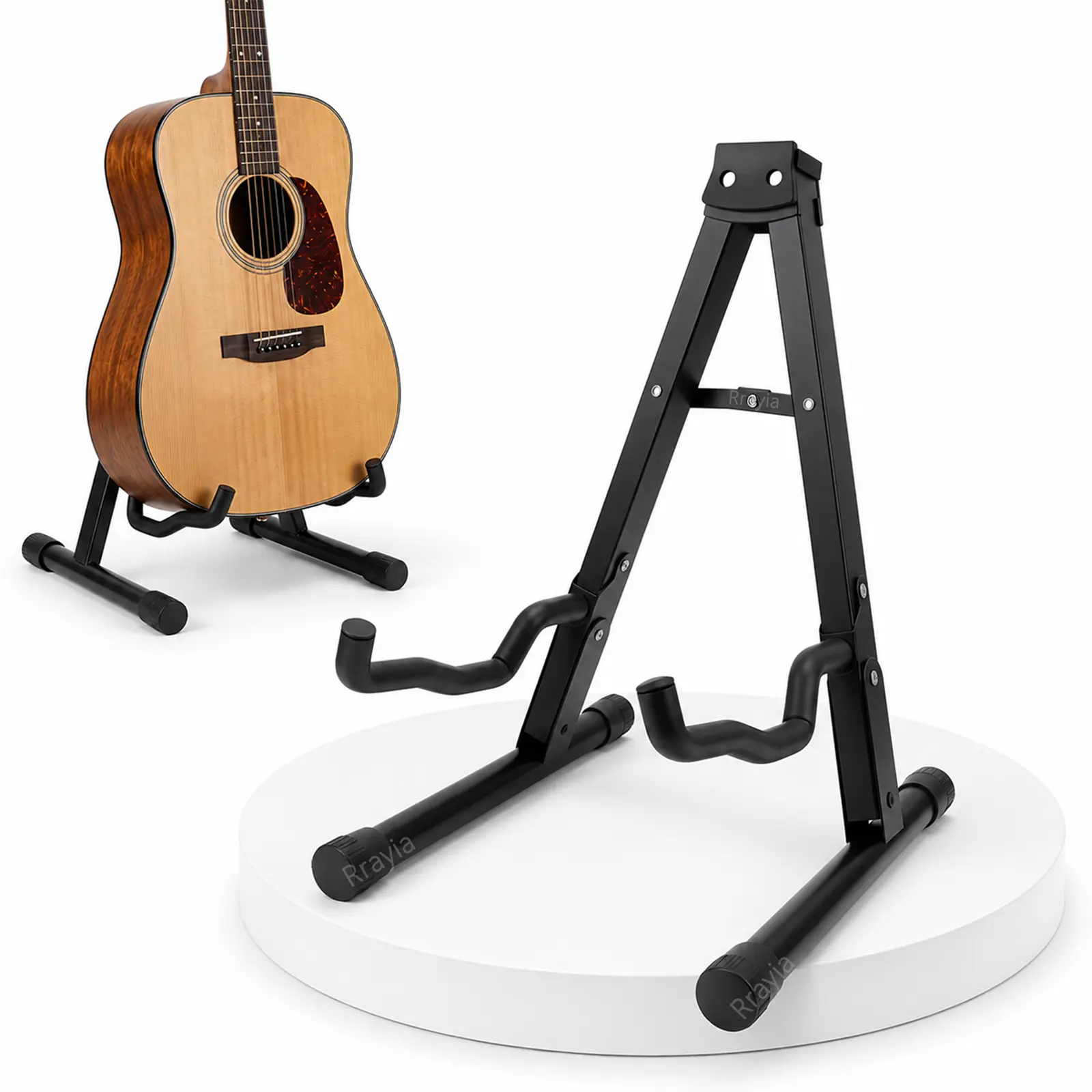 Portable Folding A-frame Guitar Stand Compatible with Acoustic, Classical & Electric Guitars, Non-Slip Rubber Base, Soft Foam-Padded Arms, Stable Anti-Scratch Travel Instrument Holder.