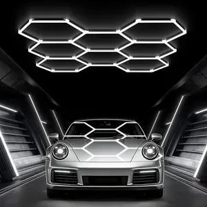 Hexagon LED Garage Light, 245W 26950LM 8-Grid Honeycomb Hex Lighting System, 6500K Ultra Bright Ceiling Light for Garage,  Detailing Shop, Workshop, Basement, Gym