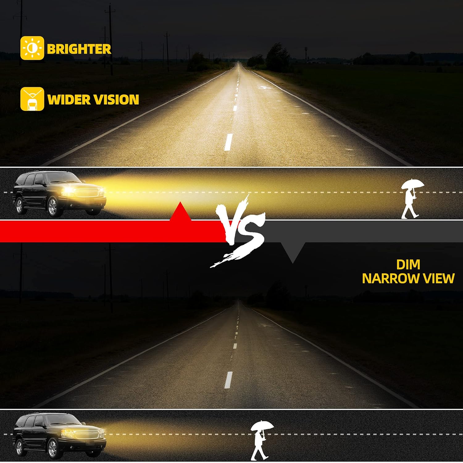 YITAMOTOR Headlights Assembly Compatible with 2007-2013 Tundra/ 2008-2017 Sequoia Headlamp Black Housing Amber Reflector