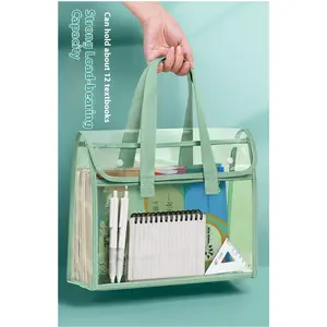 Handheld Transparent Document Bag Clear Plastic Carrying Caddy File Storage Bag Organiser