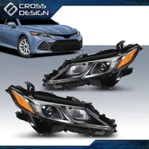 CROSSDESIGN Projector Headlight Headlamps Assembly Fit For 2018-2022 Toyota Camry LE SE Pair
