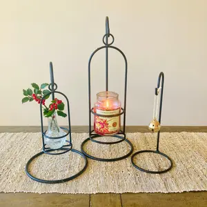 Wrought Iron Countertop Hook Stand – Amish Handmade Rustic Candle Holder & Ornament Display