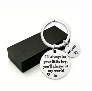 Stainless Steel Engraved Keychain - "You're My World" Keyring, Mother's Day Gifts, Mom Gifts from Daughter & Son for Birthday
