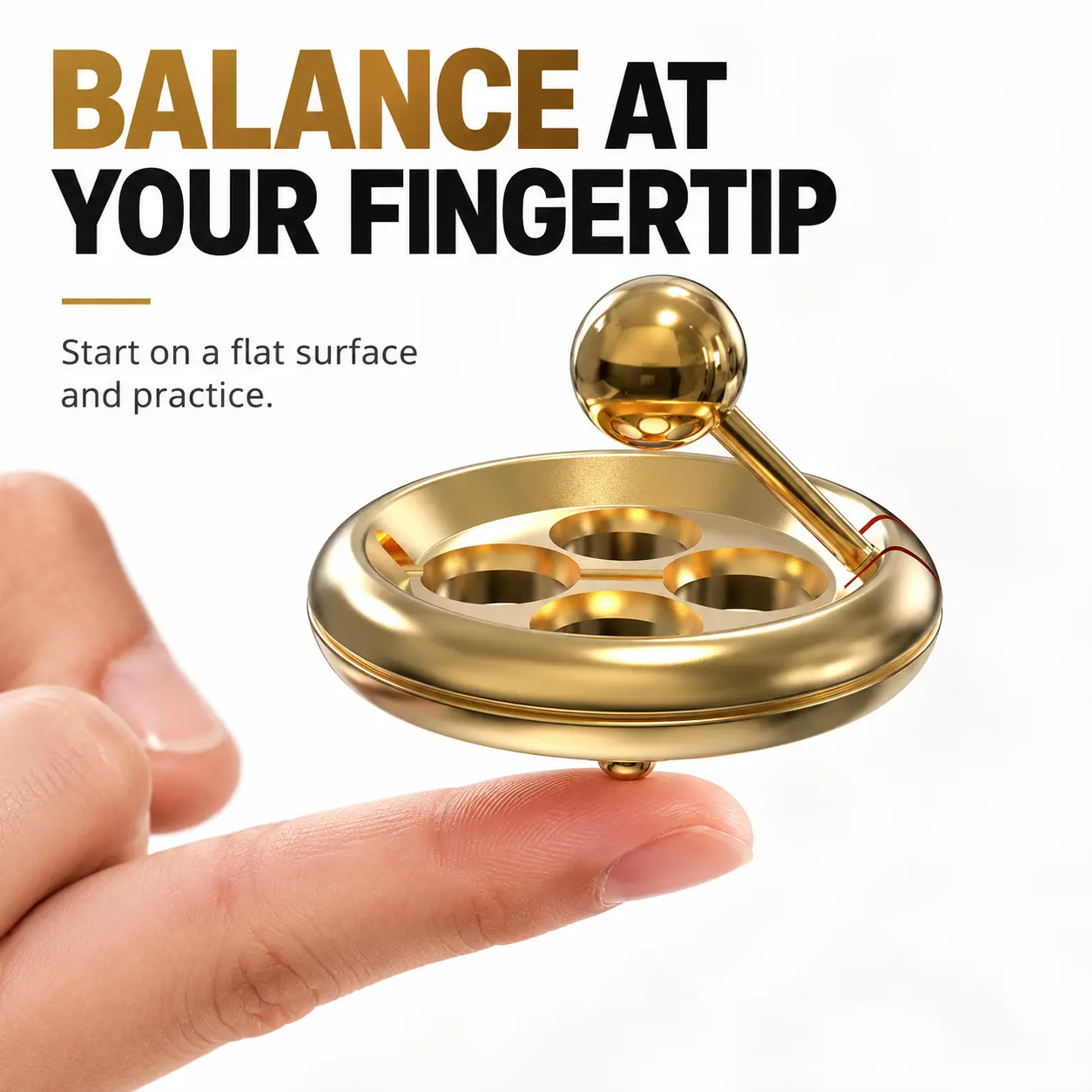 4-Hole Balance Fidget Spinner with Raised Ball, Classic Novelty Stress Relief Toy for Kids
