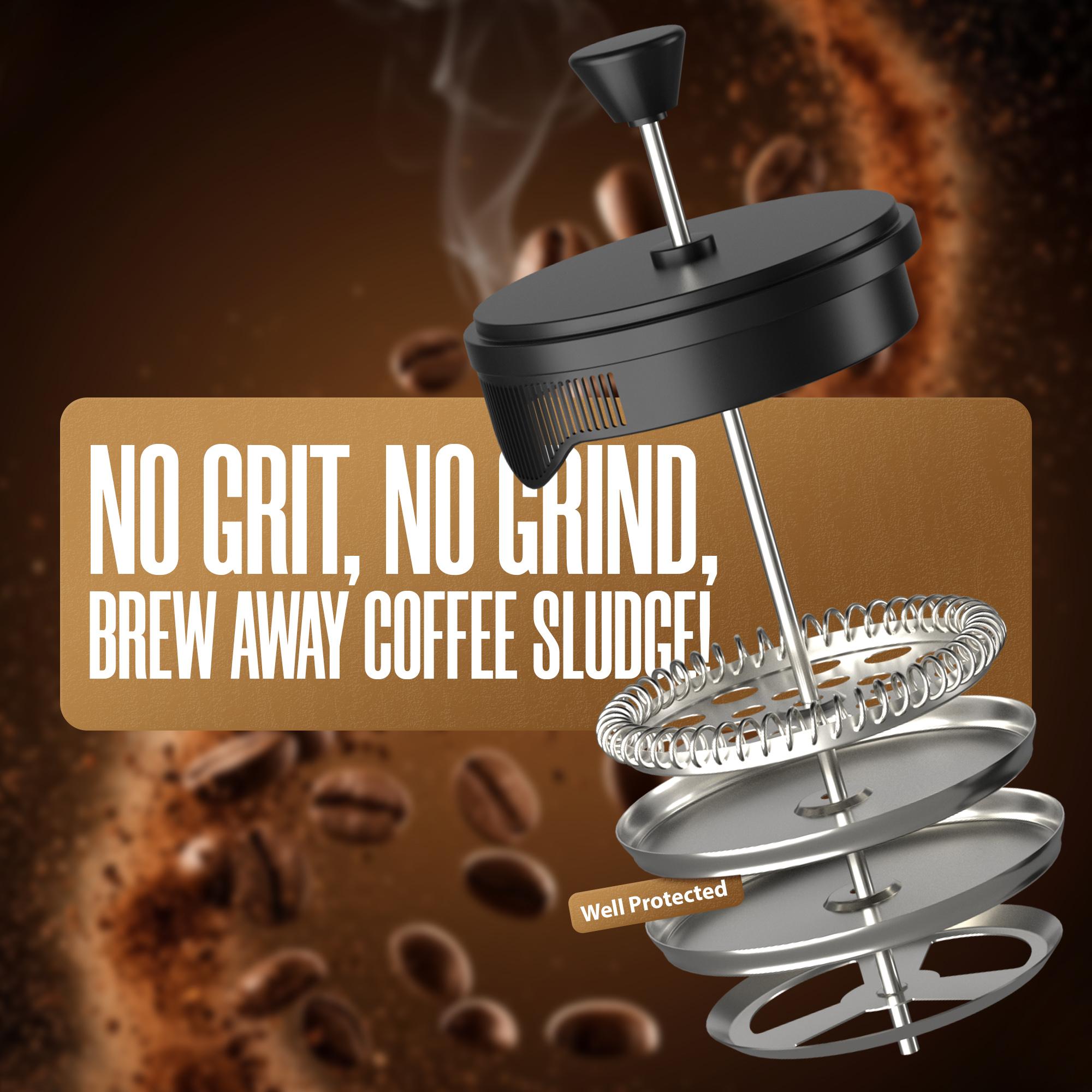 Utopia Kitchen 34oz Borosilicate Glass French Press | Heat-Resistant Coffee & Tea Maker, Thickened Glass, Travel & Camping Ready – Black