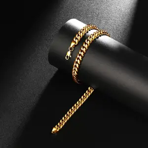 Gold-Plated Cuban Chain Necklace 8/10/12mm Hypoallergenic Stainless Steel Fade-Resistant Hip-Hop Style Adjustable Length Unisex Gift
