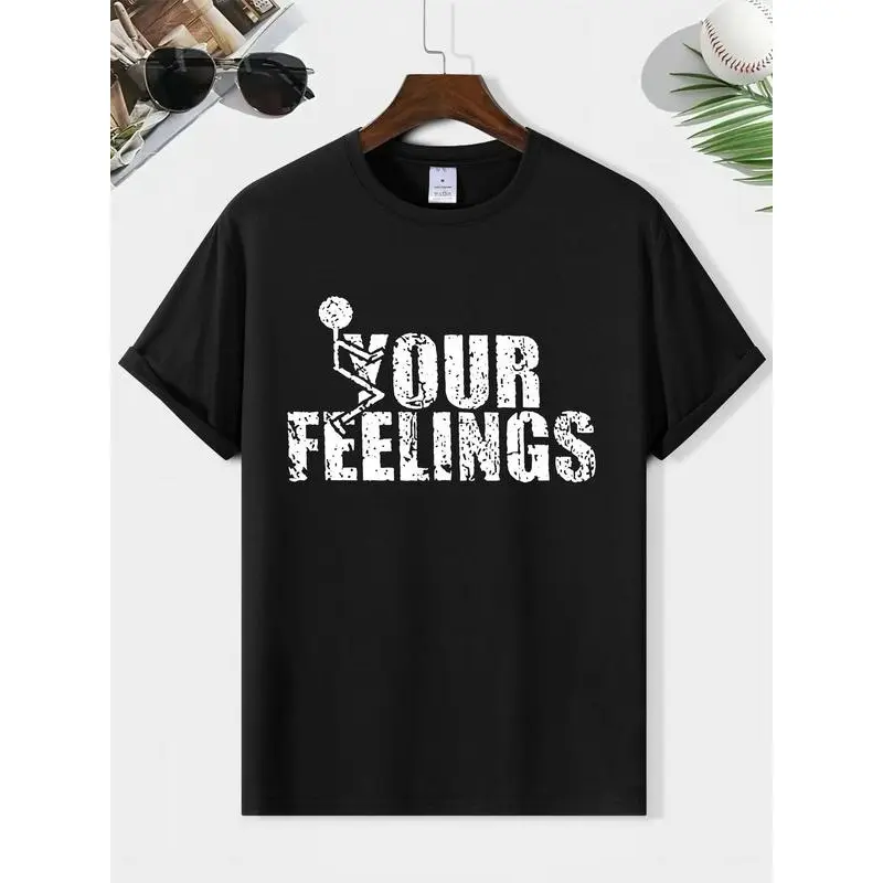 Men's Casual Letter Print Round Neck Tee, Street Comfort Streetwear Regular Fit Shortsleeve Crewneck T-Shirt, Graphic Tees, Summer Outfits, Men's Top for Daily Wear, Menswear