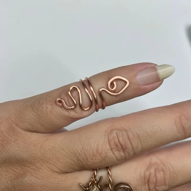 Snake Knuckle Ring, pure copper, slightly adjustable