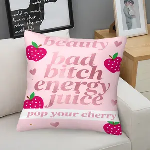 Pink Apple "Bad Bitch Energy Juice" Throw Pillow, Y2K Cushion, Trendy Accent Pillow (Includes Pillow Core), Cute Girly Print for Teen Girls, Perfect Aesthetic Gift for Bedroom & Dorm Decor