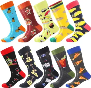 BONANGEL Mens Dress Socks Fun Funny Colorful Crazy Crew Dress Socks for Men 8-12