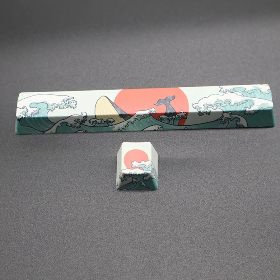 Keycap Coral Sea Pattern ESC & Spacebar Keycap, 2 Counts Keycap Set Vibrant Cartoon Pattern Keyboard Key Cap, Durable Keycap for DIY Mechanical Keyboard, Coral Sea Design