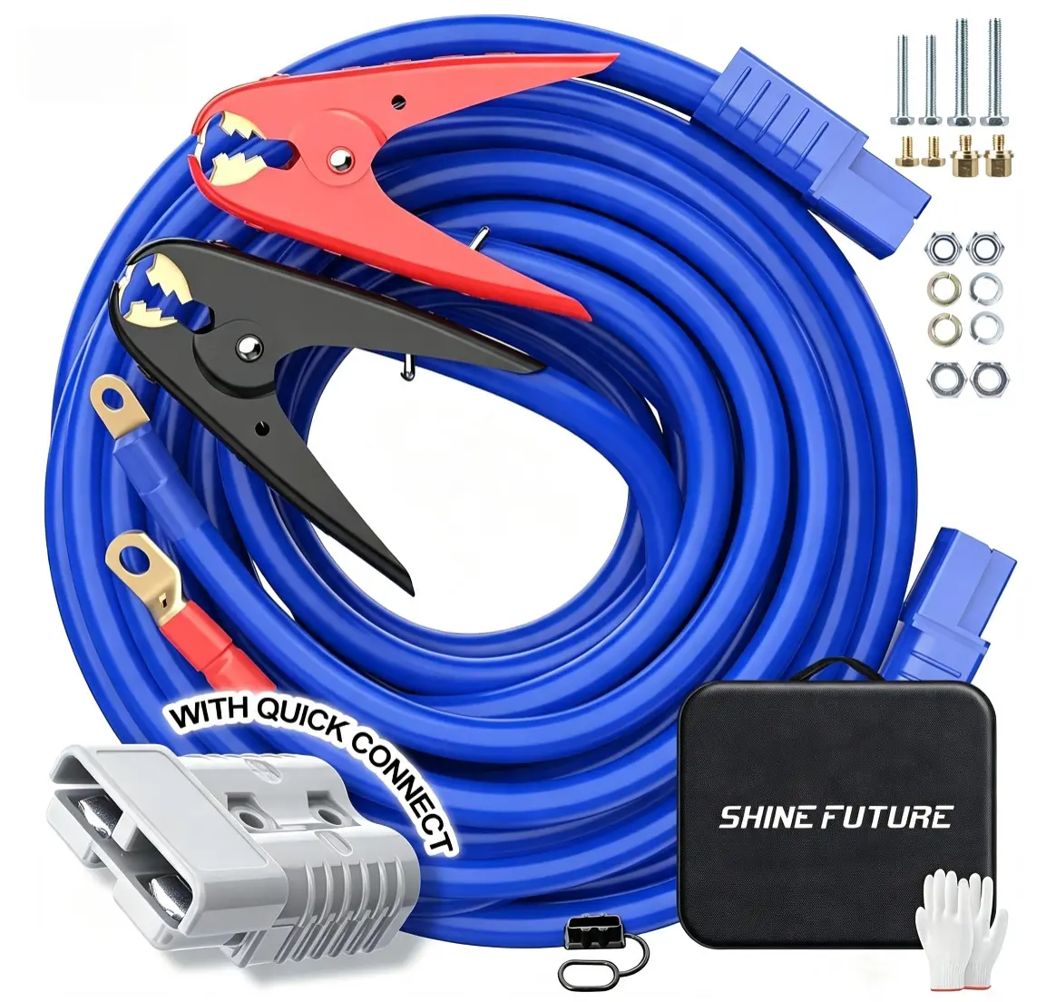 Heavy Duty Automotive Booster Jumper Cables,1 Gauge 30 Feet Jumper Cables with Quick Connect Power Cable 800A  UL-Listed Clamps, High Peak Jumper Cables Kit for Car, SUV and Truck
