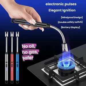 2-pack of USB rechargeable lighters, with to choose from. Windproof lighter with LED display, suitable for barbecues, camping and portable kitchens.