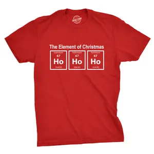Mens The Element Of Christmas T Shirt Funny Ho Ho Ho Science Tee Mens Funny T Shirts Cool Vintage Fashion T-Shirt Gift Classic Menswear Christmas Apparel for Men Funny Science Short Sleeve Novelty Tees for Guys Red
