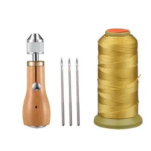 5Pcs Swift Stitch Hand Sewing Awl Kit with 3 Straight Needles, 1 Coil and Yarn/Threads Leather Canvas Repair Saddles Coat Seat (Non-Waxed Beige Thread) - Home Improvement.