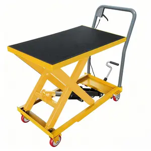 500LBS Hydraulic Lift Table Cart, 28.5" Lifting Height Hydraulic Material Lift Pallet Truck with 4 Locking Wheels for Material Handling and Transportation