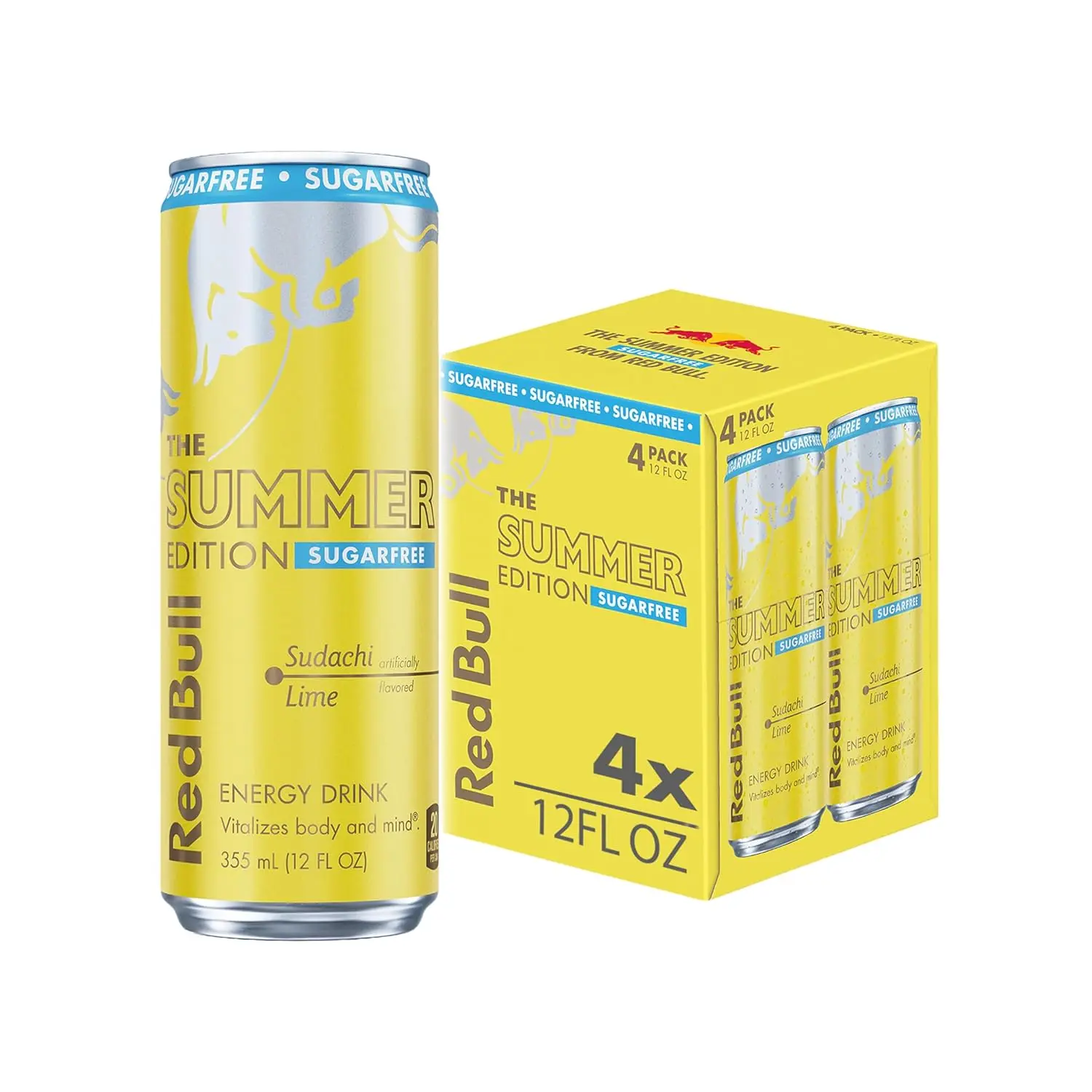 Red Bull Sugarfree Energy Drink, Sudachi Lime, Summer Edition | contains caffeine, taurine, B-vitamins, sweeteners, and water, 12 fl oz, pack of 4 cans