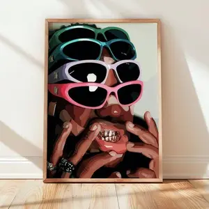 Black Fashion Art Print Urban Black Portrait Decor Unframed Poster