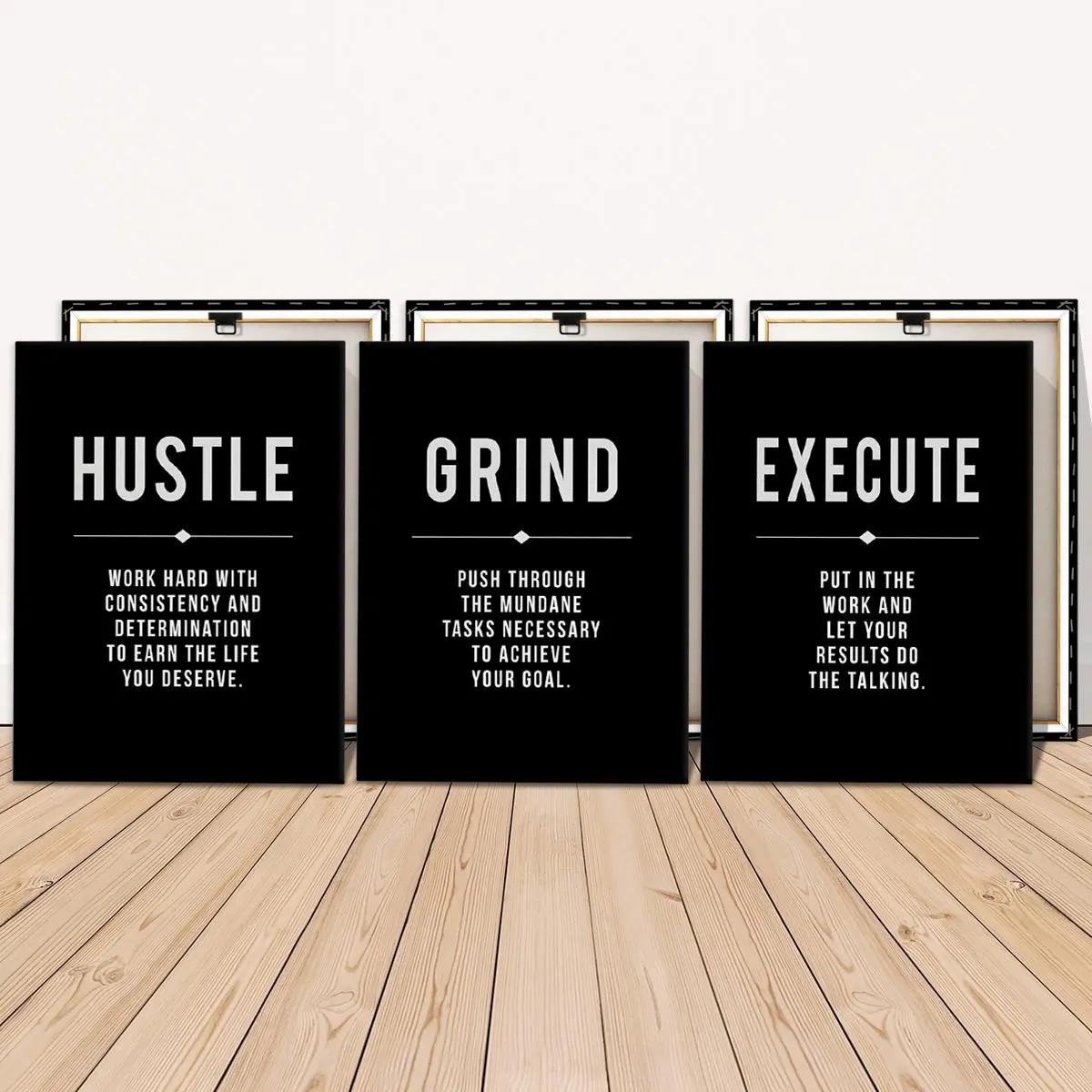 3Pcs Inspirational Quotes Canvas Wall Art | Wooden Framed Home Decor for Living Room Bedroom Office