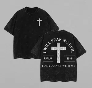 valentine shirts I Will Fear No Evil Unisex Washed T-shirt Vintage Tee Jesus Shirt Jesus Tee Christian Merch Christian Apparel God Apparel