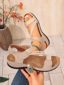 Women's new fashion trend Platform Wedge sandals, Low Wedges Platform, open-toe chunky heel beach sandals, comfortable casual women's sandals, single strap buckle design, suitable for daily casual wear and summer vacation outfits