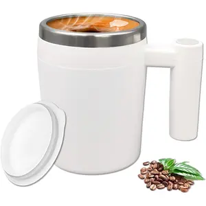 Self Stirring Coffee Mug with Lid, 380ml USB Rechargeable Automatic Stirring Coffee Mug, Electric Self Stirring Cup for Coffee, , Milk, Hot  Stainless Steel Self Stirring Coffee Cup