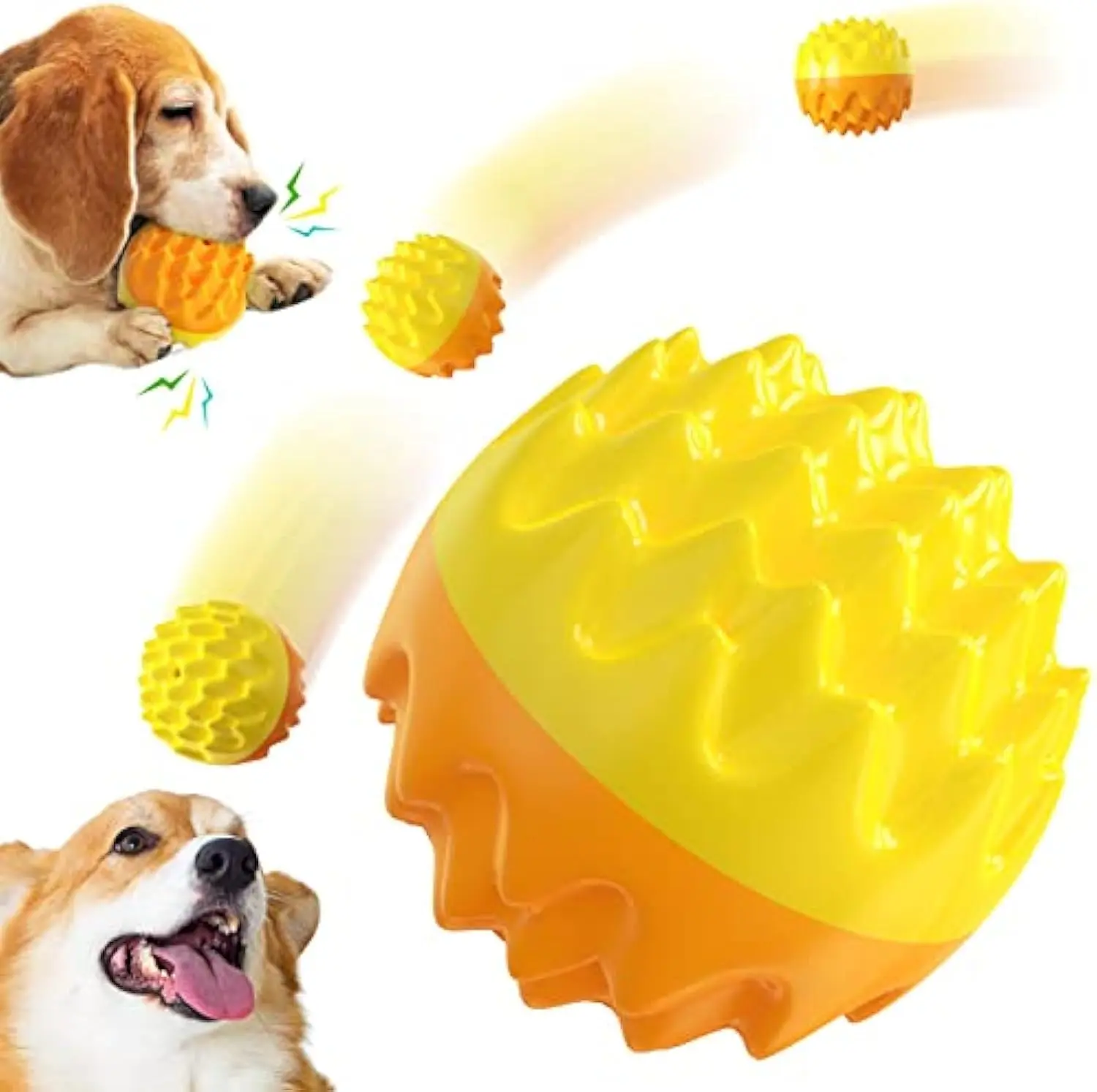 Squeaky Spiky Rubber Dog Ball Toy for Teeth Cleaning