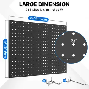 2026 Upgraded Peg Board, 2/3/4 Pack Metal Pegboard Panels White Pegboards Wall Organizer with Frame Large Heavy Duty Peg Board with Hooks for Walls Home, Garage Tool Storage, Office, Craft Room, Kitchen 24”×16”