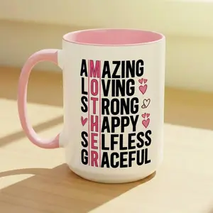 coffee mug, pink accent mug, inspirational quote cup, printed ceramic mug, tea coffee cup, everyday drinkware, home kitchen mug, statement cup, cute gift mug, white ceramic mug