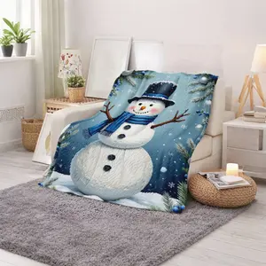 Snowman Printed Blanket Cozy Winter Throw for Home Living Room and Bedroom Use Perfect Holiday Gift for Christmas Season Family and Friends Warm Soft Decorative Blanket for Winter Holidays and Festive Celebrations