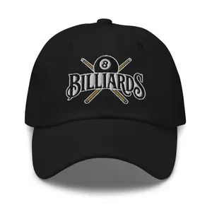 Billiards Pool Hall Dad Hat – Embroidered Baseball Cap for Bar Players, Cue Sports Fans, Eight Ball