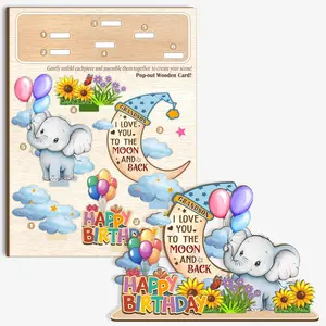 Gifts for Grandson, Birthday Gift for Grandson with Seal and Envelope, Grandsons Gifts Elephant Table Decorations, Wooden Table Sign
