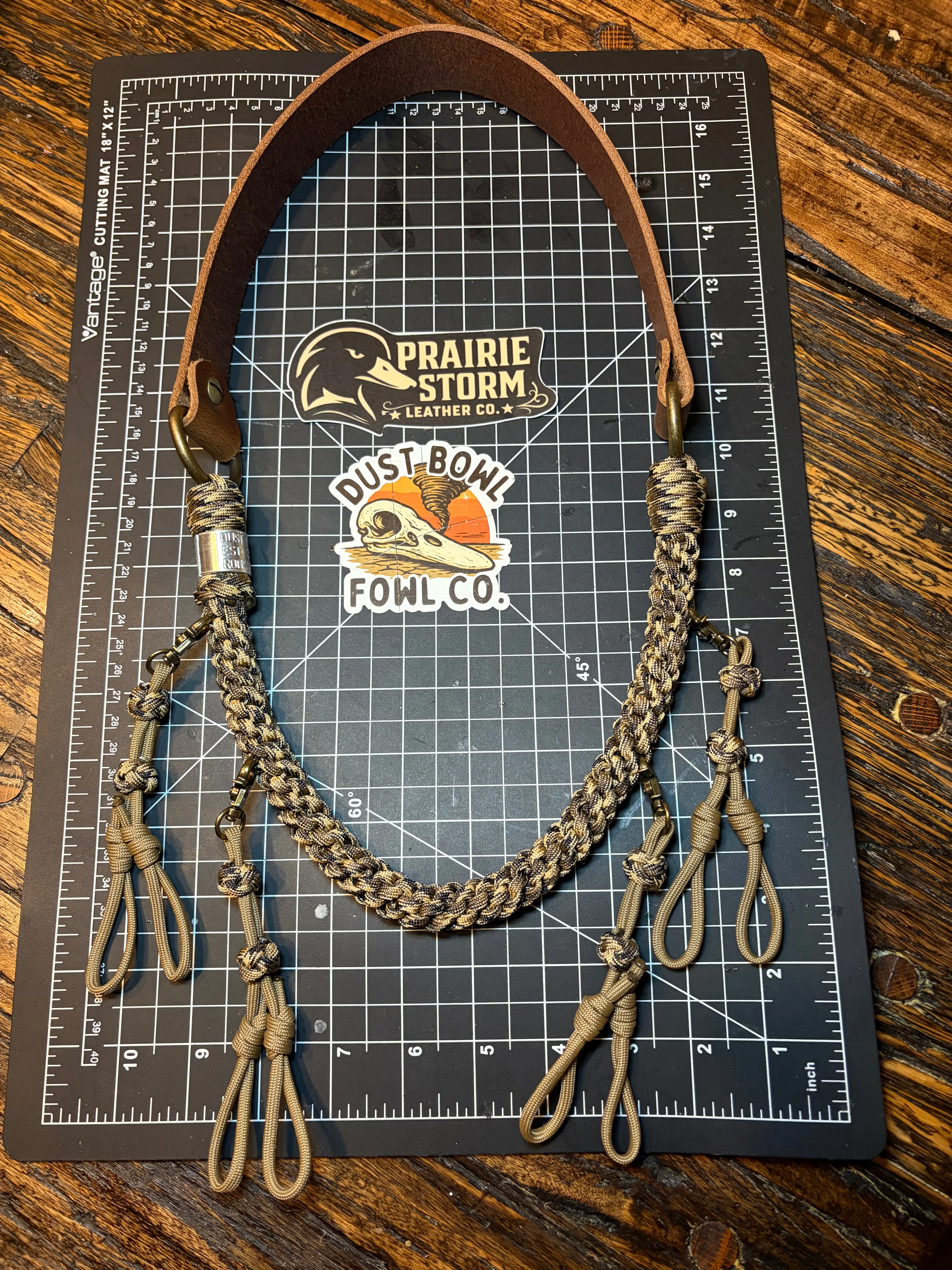 Leather x Half Round Lanyard - Tan Camo