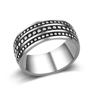 Mytys Exquisite Details Three-ring Two-tone Ring for Men and Women, Simple Daily Gift Jewelry